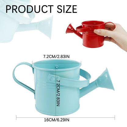 2Pcs Mini Watering Can Sprinkler Bucket for Kids Metal Gardening Water Pot for Outdoor and Indoor House Plants, Blue/Red/Cute Watering Can