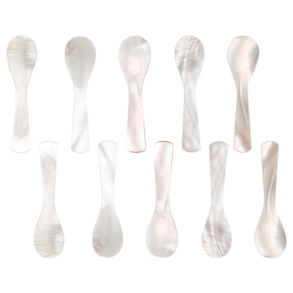 Caviar Spoons, Mother of Pearl Spoons for Caviar with Hand Crafted Round Handle for Caviar, Cake, Ice Cream, Salt, Coffee, Restaurant Serving (10PCS,3.5In)