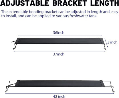 WaterRebirth Wireless Remote Full Spectrum Aquarium LED Light Strip - Ultra-Thin Design with Timer & RGB Modes for Fish Tank Plants(36-42“)