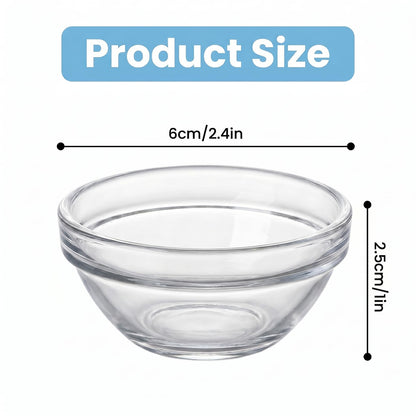Bgtecho 8 Pcs Small Glass Pinch Bowl, 1.5oz Clear Mini Glass Bowls, 2.4 Inch Dipping Sauce Bowls, Stackable Prep Bowl for Spices Salt Dipping Sauce Candy Nuts, Dishwasher & Freezer Safe
