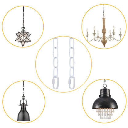 ECUDIS 20 Feet Pendant Light Fixture Chain, Lighting Hanging Chain Extension with Connection Locks, Lighting Chain Replacement for Chandelier, Plants, Fruit Basket (White)