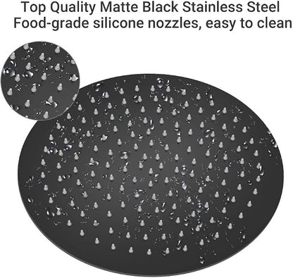 NearMoon Rain Shower Head, Ultra-Thin Design-Pressure Boosting, Awesome Some Experience, High Flow Stainless Steel Rainfall Head (12 Inch, Matte Black)