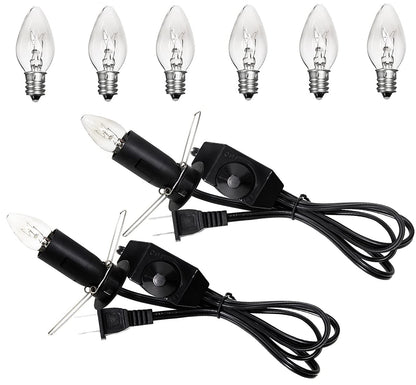 Venforze 2 Packs Himalayan Salt Lamp Cord Replacement with Dimmer Switch and 6 Packs E12 Halogen Salt Lamp Bulbs (5 Feet Cord & Fixed Butterfly Clip)