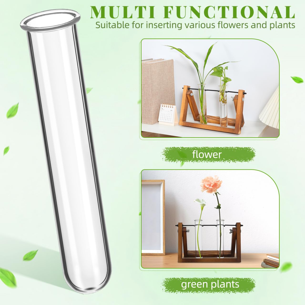 Veemoon 4pcs Plant Propagation Glass Tubes Clear Plants Test Tubes Tiny Hydroponic Planter Vase Decorative Table Terrarium Propagation Station Accessory for Home Office Garden Hydroponic Cuttings