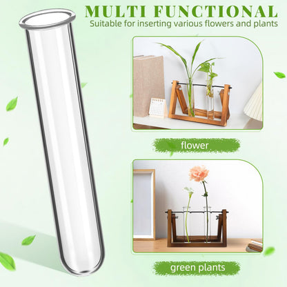 Toddmomy Glass Plant Propagation Tubes, 4Pcs Replacement Clear Test Tubes for Plant Propagation Station, Hydroponic Water Vases for Cuttings Flower Arranging, 5.89in