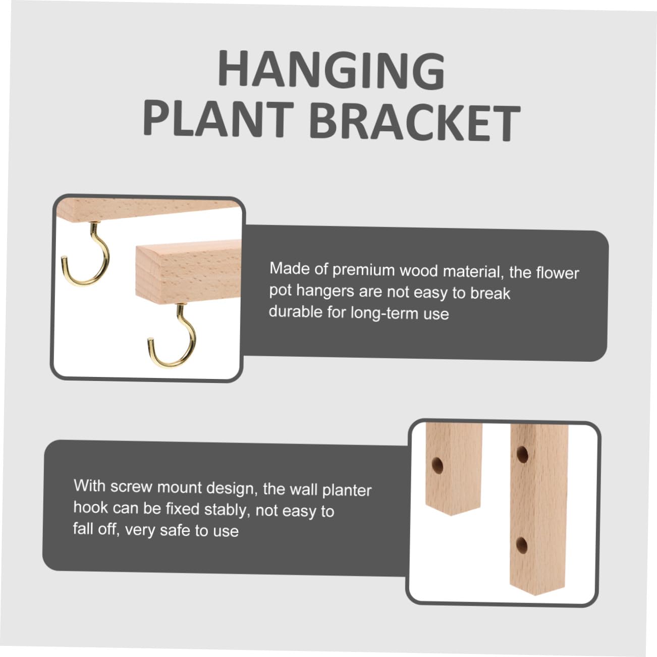Toddmomy 2pcs Wooden Wall Hooks Plant Hanging Brackets for Bird Feeders and Hanging Baskets Beech Wood Plant Bracket Outdoor Gardening Hook for Lanterns and Wind Chimes