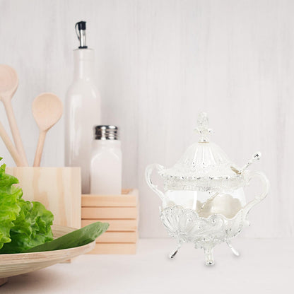 Kichvoe European Style Seasoning Jar with Lid Large Capacity Glass Sugar Bowl Condiment Container for Salt Pepper Kitchen Dining Home Restaurant