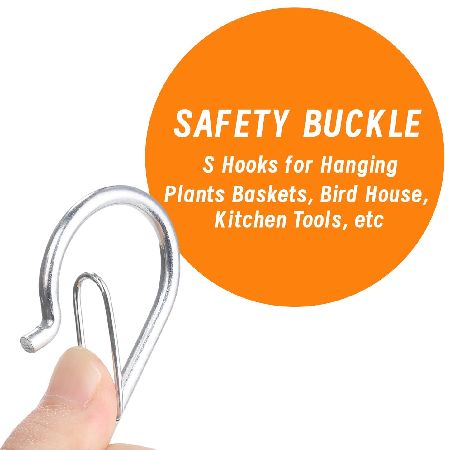 iCafePub 12 PCS S Hooks for Hanging with Safety Buckle, Metal S Shaped Hooks Fit for 0.5 Inch Rod Diamater, for Kitchen Utensil, Cups, Pots, Plants, Bags, Hats (Silver)