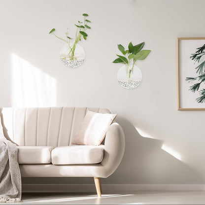 Hanging Wall Planters Pack of 6 Glass Plant Pots Round Wall Vases for Flowers Hanging Propagation Station Glass Plant Holder Wall Terrariums Plant Container