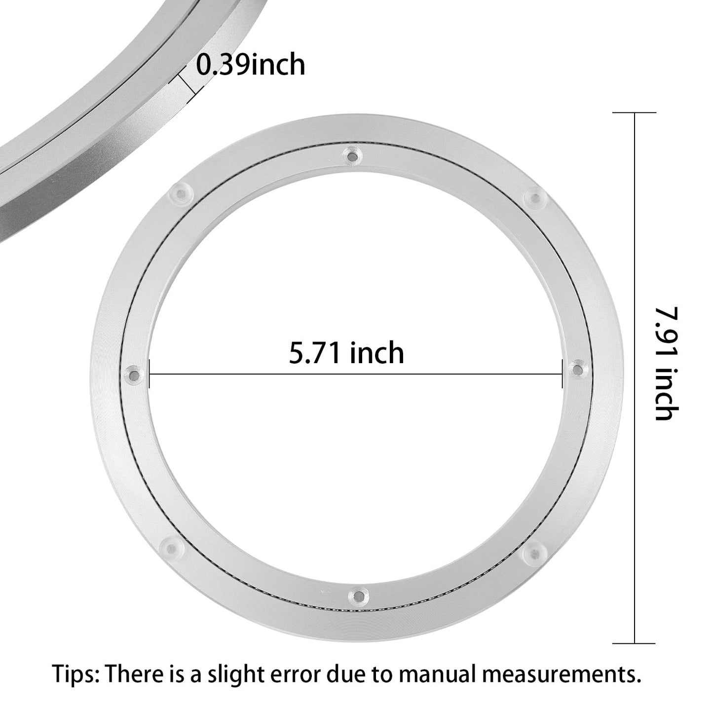 QDiShi 8 Inch Lazy Susan, Heavy Duty Swivel Turntable Aluminum Bearing Metal Rotating Turntable Bearings Swivel Plate Hardware for Dining-Table and Workbench (8 inch)