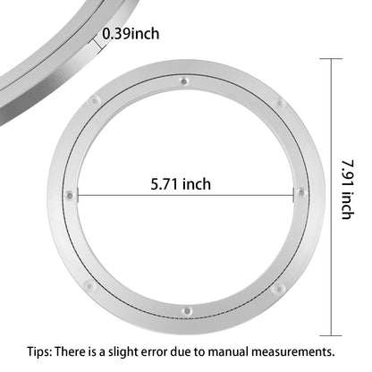 QDiShi 8 Inch Lazy Susan, Heavy Duty Swivel Turntable Aluminum Bearing Metal Rotating Turntable Bearings Swivel Plate Hardware for Dining-Table and Workbench (8 inch)
