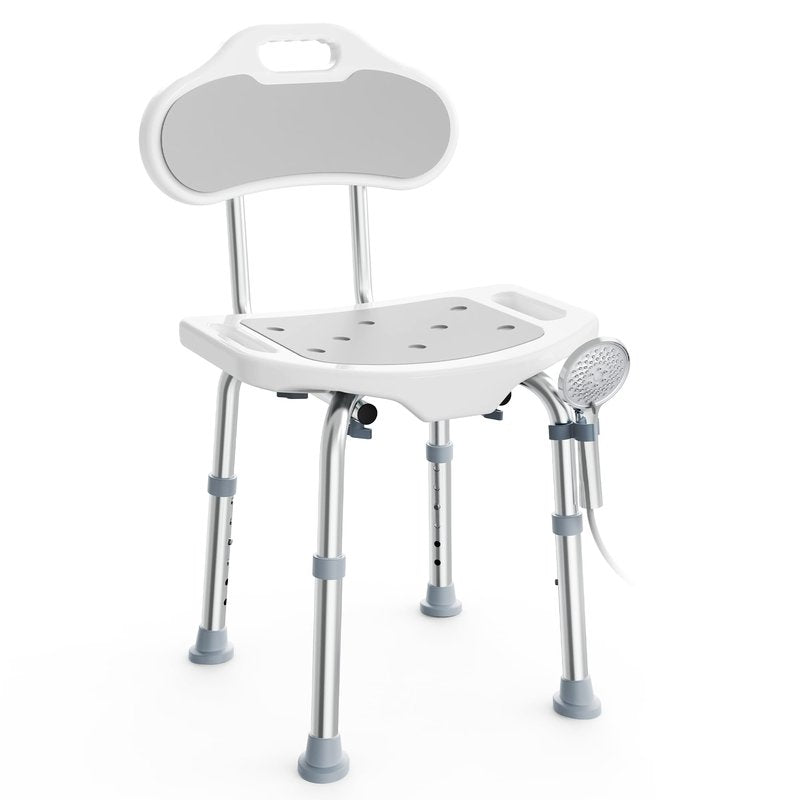 BlessReach Shower Chair for Inside Shower with Back, 400 lbs Shower Stool with Adjustable Height, Padded Seat & Drainage Holes, Shower Seat for Inside Tub, Bathtub Chair for Elderly and Disabled