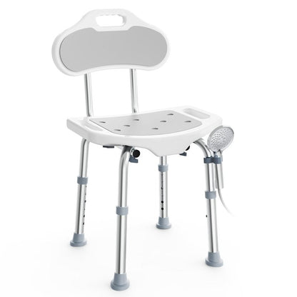 BlessReach Shower Chair for Inside Shower with Back, 400 lbs Shower Stool with Adjustable Height, Padded Seat & Drainage Holes, Shower Seat for Inside Tub, Bathtub Chair for Elderly and Disabled