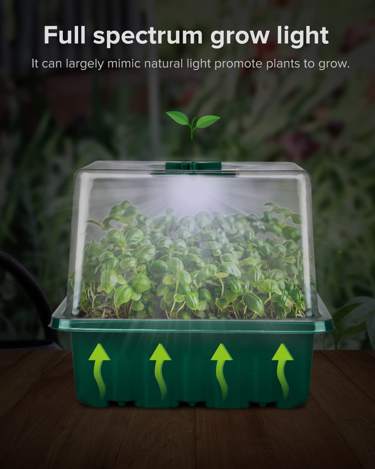 5 Pack Grow Light for Seed Starter,Greenhouse Germination Led Plant Light,Suitable for Seed Starter Kit with Humidity Dome,Full Spectrum Grow Lights for Indoor Plants,Perfect for Seedling Growth Green
