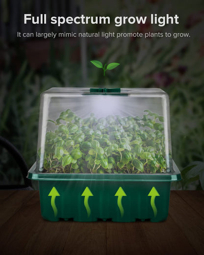 5 Pack Grow Light for Seed Starter,Greenhouse Germination Led Plant Light,Suitable for Seed Starter Kit with Humidity Dome,Full Spectrum Grow Lights for Indoor Plants,Perfect for Seedling Growth Green