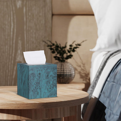 HOUSE DIARY Metal Square Tissue Box lid, Modern Facial Tissue Holder for Bathroom Vanity Tops, Bedroom Dressers, Nightstands, Desks, Offices (Deep Emerald Green)