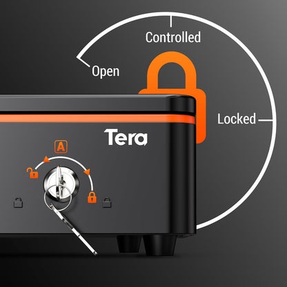 Tera 16 inch Auto Open Cash Drawer with Heavy Duty Insert Tray 5 Bill 8 Coin for POS System Removable Cash Tray Media Slot 24V RJ12 Key-Lock (Round Corner) for Small Business Retail 405R