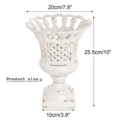 Sungmor Heavy Duty Cast Iron Urn Planter, Beautiful Hollow Trophy Design Tall Orchid Flower Pot, Large Decorative Plastic Flowers Plants Bouquets Vase, Rustic French Country Pot for Home or Garden