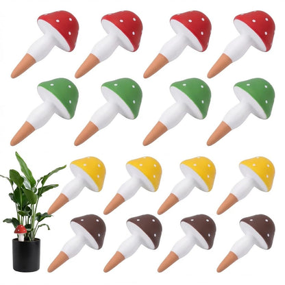 Prashent Plant Watering Globes, 16 Pack Self-Watering Terracotta Spikes - Mushroom Shape Irrigation Devices for Indoor & Outdoor Plants, Slow Release Watering System