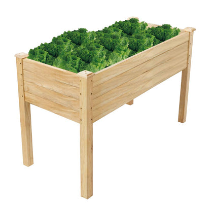 VINGLI 48.5" Wood Elevated Raised Garden Bed with Bed Liner, Heavy Duty Planter with Legs for Vegetables Fruits Potato Onion Flower, Outdoor Sturdy Long Lasting Planter Box (Elevated Without Wheels)