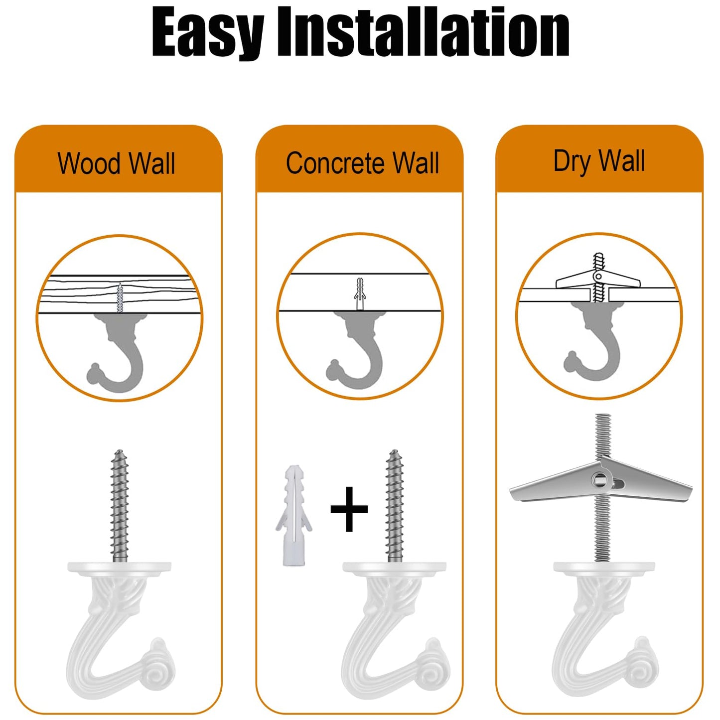 Omytie 15 Ft Heavy Duty Hanging Chain Kit with Connection Locks/Swag Ceiling Hooks for Lighting Fixture, Chandelier, Pendant, Lantern, Swag Lamp, Plant/Flower/Fruit Basket, Bird Feeder (White)