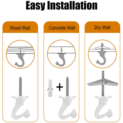 Omytie 12 Ft Heavy Duty Hanging Chain Kit with Connection Locks & Swag Ceiling Hooks for Lighting Fixture, Chandelier, Pendant, Lantern, Swag Lamp, Plant/Flower/Fruit Basket, Bird Feeder (White)