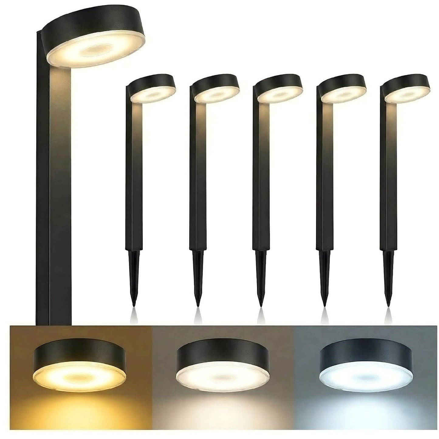 Upgraded Solar Pathway Lights Outdoor Waterproof - 12 Pack 3 Color Temperature Solar Garden Lights (Warm /Neutral/Cool White), Enhanced Brightness LED Landscape Lighting for Yard, Lawn, Walkway.