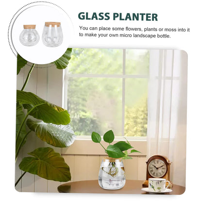 MAGICLULU 2pcs Glass Plant Terrarium Holder for Desktop Decor Moss Plant Bottle for Indoor Greenery Transparent Watering for