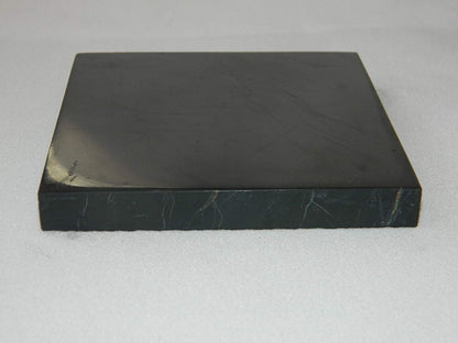 Shungite Club Shungite Tile Polished 100x100x16 mm Crystal Plate Decorative Mineral Healing Stone Modern Home Decor Black Square Figure
