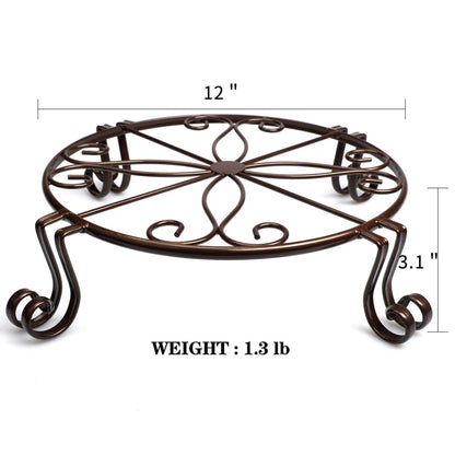 Autopromake Brown Plant Stand for Flower Pot Heavy Duty Potted Holder Indoor Outdoor Metal Rustproof Iron Garden Container Round Supports Rack for Planter Bronze, Pumpkin Stand Outdoor