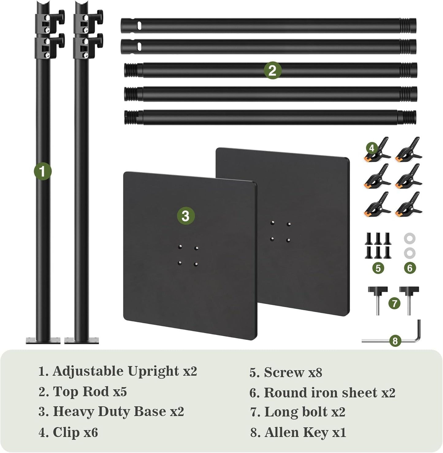 Backdrop Stand 10x10 ft Adjustable Photo Backdrop Stand Kit, Heavy Duty Pipe and Drape Photography Background Support with Flat Metal Base for Wedding, Party, Video Studio, Birthday, Black