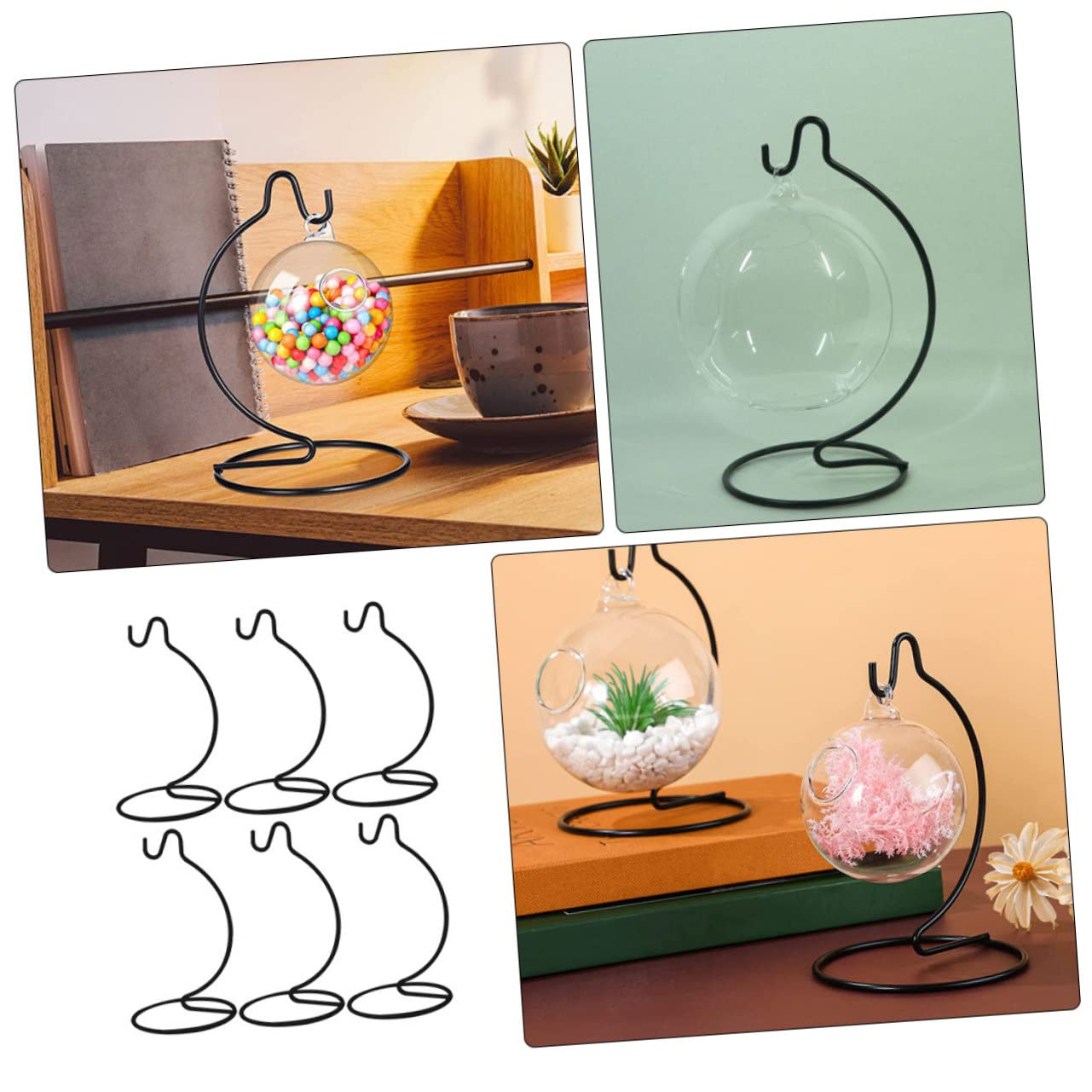 POPETPOP 6Pcs Hook Rack for Hanging Planters Sturdy Micro Landscape Bottle Hanger Stand for Home Decor Wedding and Holiday Displays