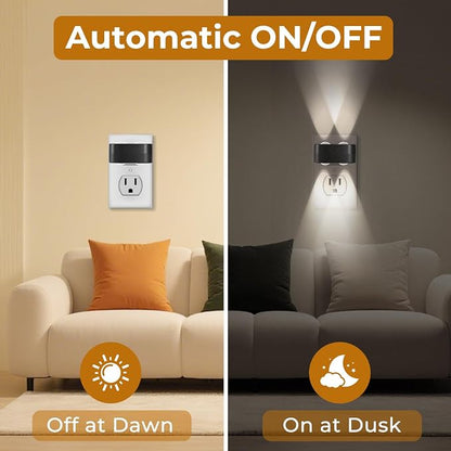 4-Pack LED Night Lights Plug into Wall, 5000K Daylight 100LM, Auto On/Off Light Sensor, Rotating Ambient Lighting for Bedroom, Hallway, Bathroom, Nursery, Kitchen Non Dimmable