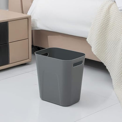 UUJOLY Plastic Small Trash Can Wastebasket, Garbage Container Basket for Bathrooms, Laundry Room, Kitchens, Offices, Kids Rooms, Dorms, 3.5 Gallon, Dark Grey, 2 Pack