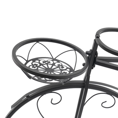 GAMIGIME Tricycle Plant Stand, Metal Bicycle Planter, Flower Pot Cart Holder with 3 Decorative Wheels, Modern Style Flower Pot Cart Holder for Home Decor Patio Garden Flower Shop (Black)