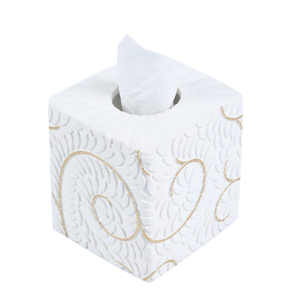 Hymmah Modern Square Tissue Box Cover Holder,Bathroom Accessories Decor Unique Design Tissue Box Cover for Bathroom Vanity Counter Tops Also Great for Bedrooms and Living Rooms