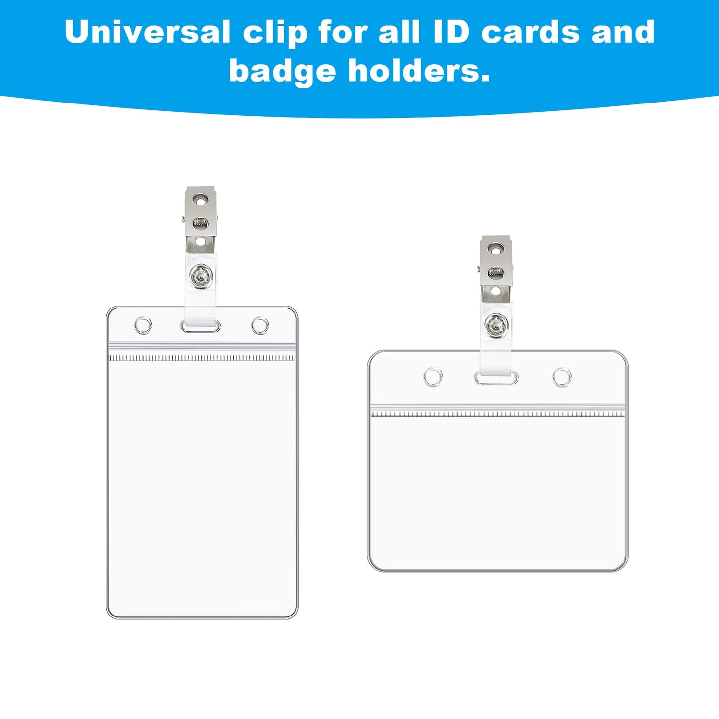 120 Pcs Metal ID Badge Clips with Clear PVC Straps,Heavy Duty Name Badge Holders with Clip,Badge Clip for Student Employee ID Badges (120)