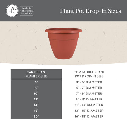 The HC Companies Caribbean Planter Pot - Outdoor & Indoor Plant Pot with Drainage Hole & Plug - Rolled Rim Plastic Pots for Plants & Flowers - Decorative Plant Pot (14" Pink Rose, Pack of 1)
