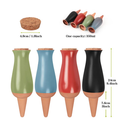 4 Pack Terracotta Plant Watering Globes, 12Oz Ollas Self Watering Pots for Indoor Outdoor Plants, Automatic Plant Drip Irrigation Device, Clay Planter Insert, Up to 1 Week, for Vacations Potted Plant