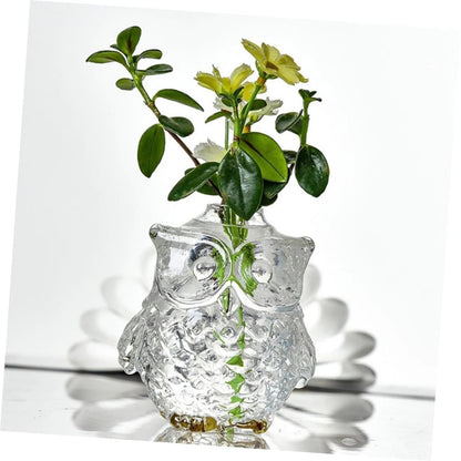 STOBAZA 2pcs Owl Shaped Glass Vase Hydroponic Flower Arrangement Holder 9x7.5x8.5cm Desktop Decorative Plant Terrarium for Home Office