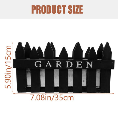 Hemoton Rectangular Wooden Planter Box Flower Arrangement Container Creative Fence Flowerpot for Indoor Outdoor Home Decor Black Patio Garden