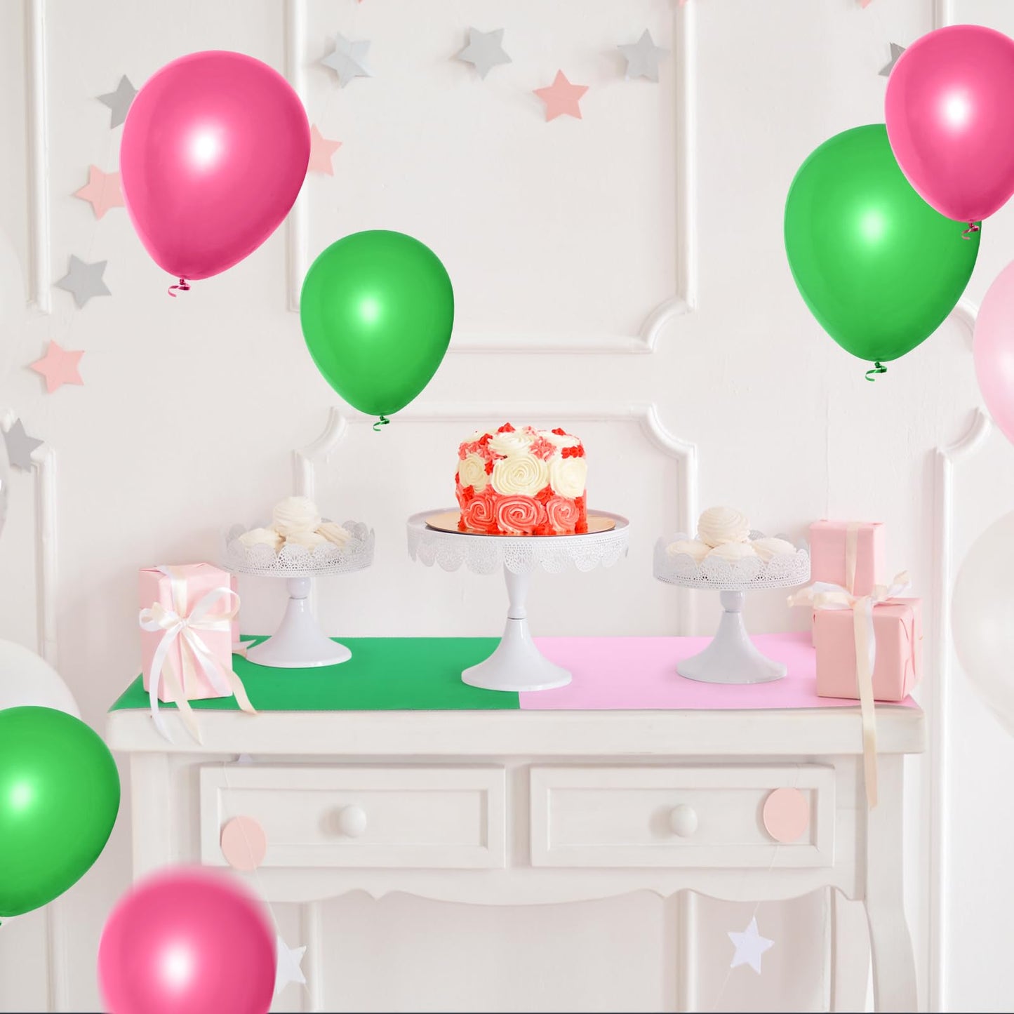 Windkream 3 Pcs Pink and Green Table Runner 71 x 13 Inches Witch Princess Theme Table Runner Witch Party Decorations for Birthday Baby Shower Bachelorette Party Supplies