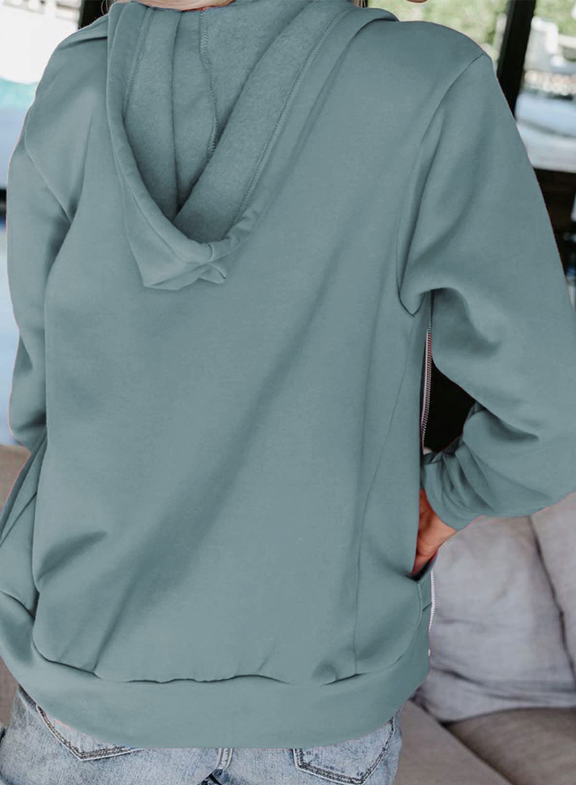 Dokotoo Women's Fall Solid Full Zip Up Hoodie Long Sleeve Oversized Hooded Ladies Sweatshirts Pockets Jacket Coat for Women Teen Girls 2024 Fashion Casual Sky Blue X-Large