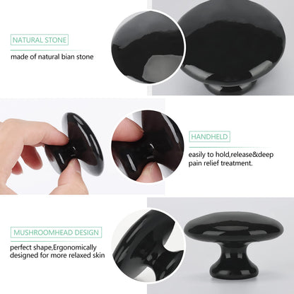 QYLHH 4 Pcs Mushroom Hot Massage Stones Set Natural Bian Warm Rocks Kit for Facial SPA5.5x3.5cm