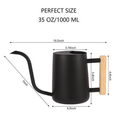 GUKJOB Plant Watering Can,35oz Metal Watering Can,Stainless Steel Indoor Plants with Long Curved Spout,Small Bonsai Outdoor Garden Modern Decorative(Black)