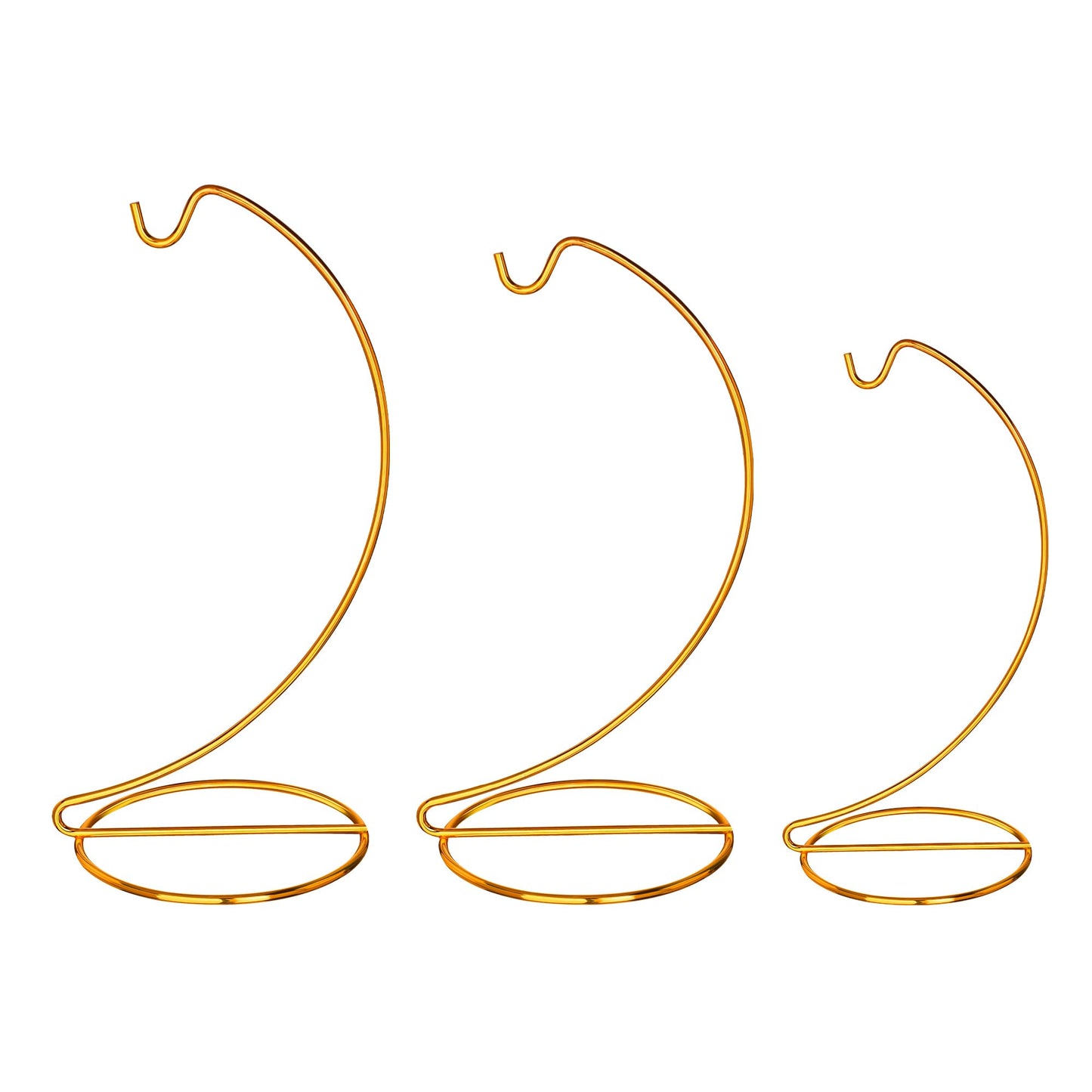 ZEERSHEE 3 Pack Gold Ornament Display Stands Hanging Hook for Air Plants, Terrariums Hanger, Glass Witch Balls, Home Wedding Christmas Decoration (9/7.9/6.3 Inch)
