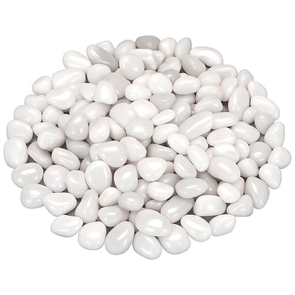 Succulent Rocks,Virekm River Rocks,Decorative Ornamental Pebbles,Garden Landscaping Stones,Gravel Filler for Home Decoration Flower Bed Fish Tank Plants Vases Succulents (1, White, 2 Pounds)