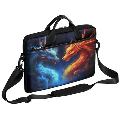 VQUVQV Laptop Bag Case Red And Blue Firey Dragon Animal Computer Briefcase Messenger Bag for Men Women, Lightweight Travel Laptop Tote Bags