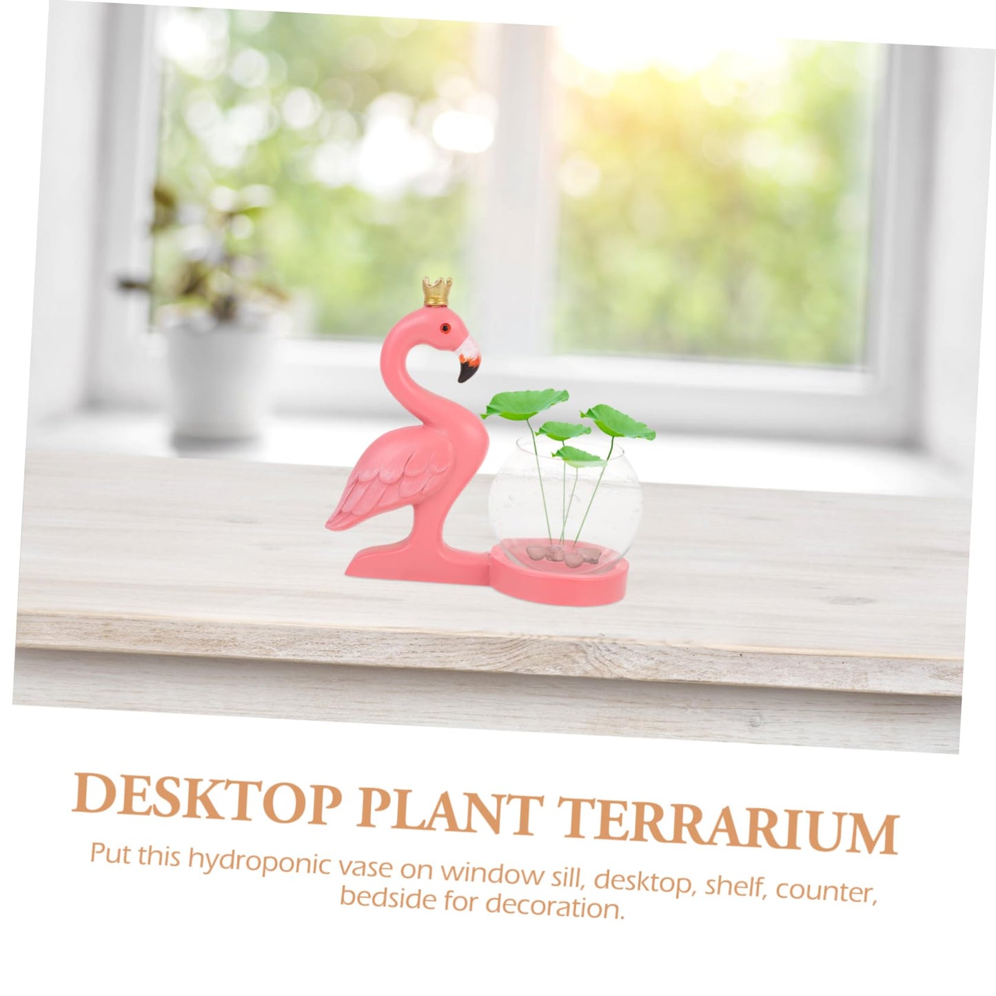 UKCOCO Flamingo Hydroponic Glass Vase Decorative Desktop Plant Terrarium for Air Plants Pothos Vine Shelf Centerpiece Home Office Living Decor