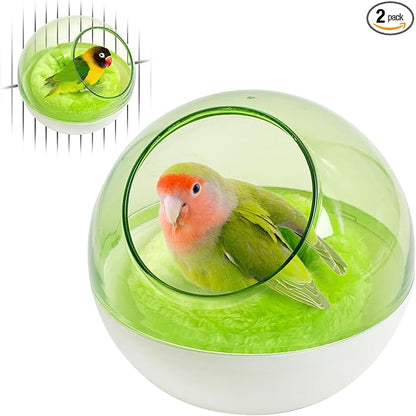 kathson Plastic Bird Nest Chewproof Small Bed with mat Hanging House Hut Bird Cage Breeding Hatching Nest Washable Parakeet Nest for Parrot Budgie Love Bird Canary (Green)